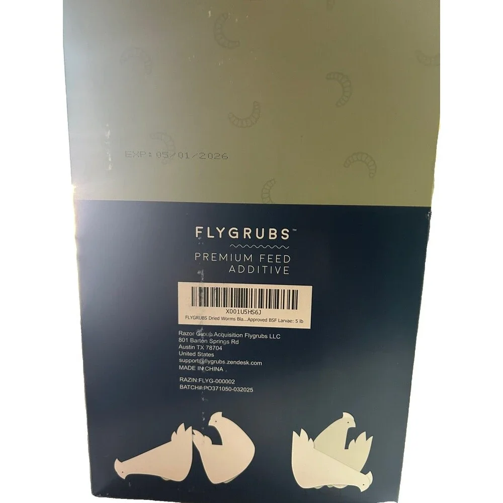 FLYGRUBS 5 lb Dried Black Soldier Fly Larvae - High-Calcium Chicken Treats fo...